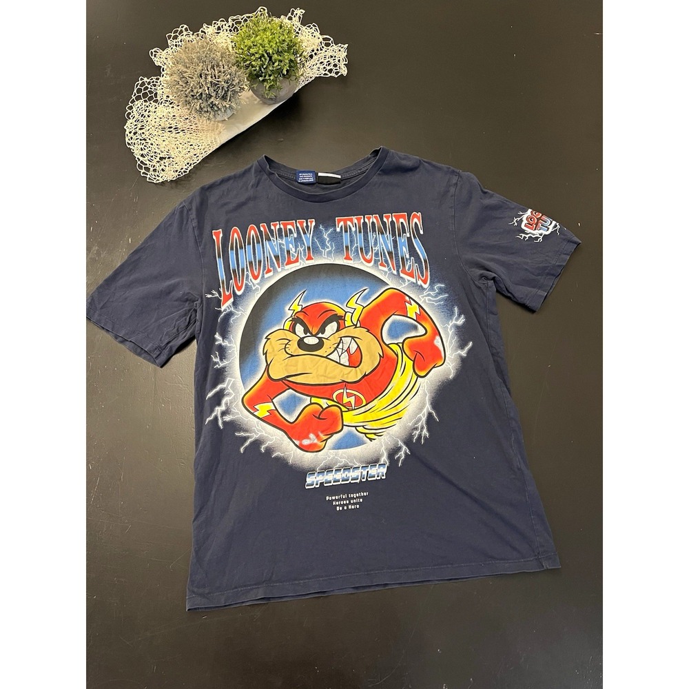 Lefties Looney Tunes Taz Speedster Navy Graphic Crew Neck Tee Shirt Mens Sz M